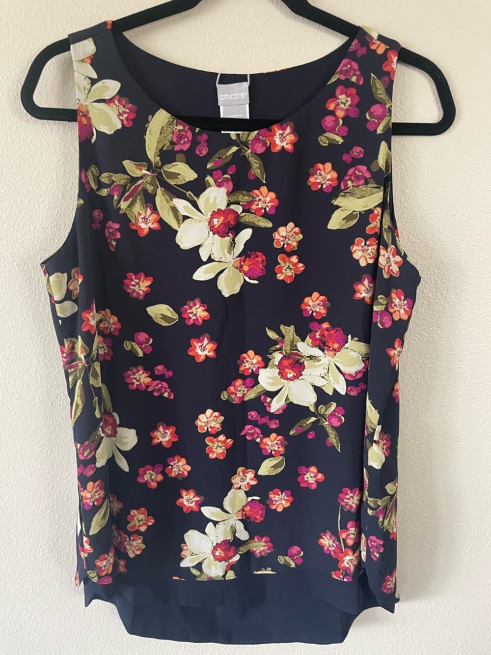 Chico's Navy Floral Sleeveless Camisole